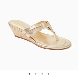 Lilly Pulitzer Gold McKim Wedge Sandal Size 7M EUC!